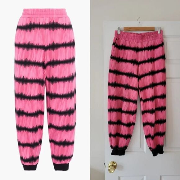 ALICE + OLIVIA Cropped tie-dyed French cotton-terry track pants. $239 Medium - Picture 2 of 9